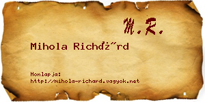 Mihola Richárd névjegykártya